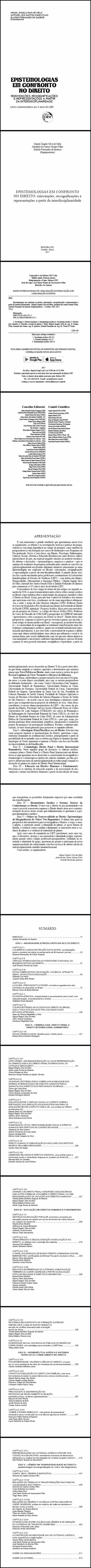 EPISTEMOLOGIAS EM CONFRONTO NO DIREITO:<br> reinvenções, ressignificações e representações a partir da interdisciplinaridade